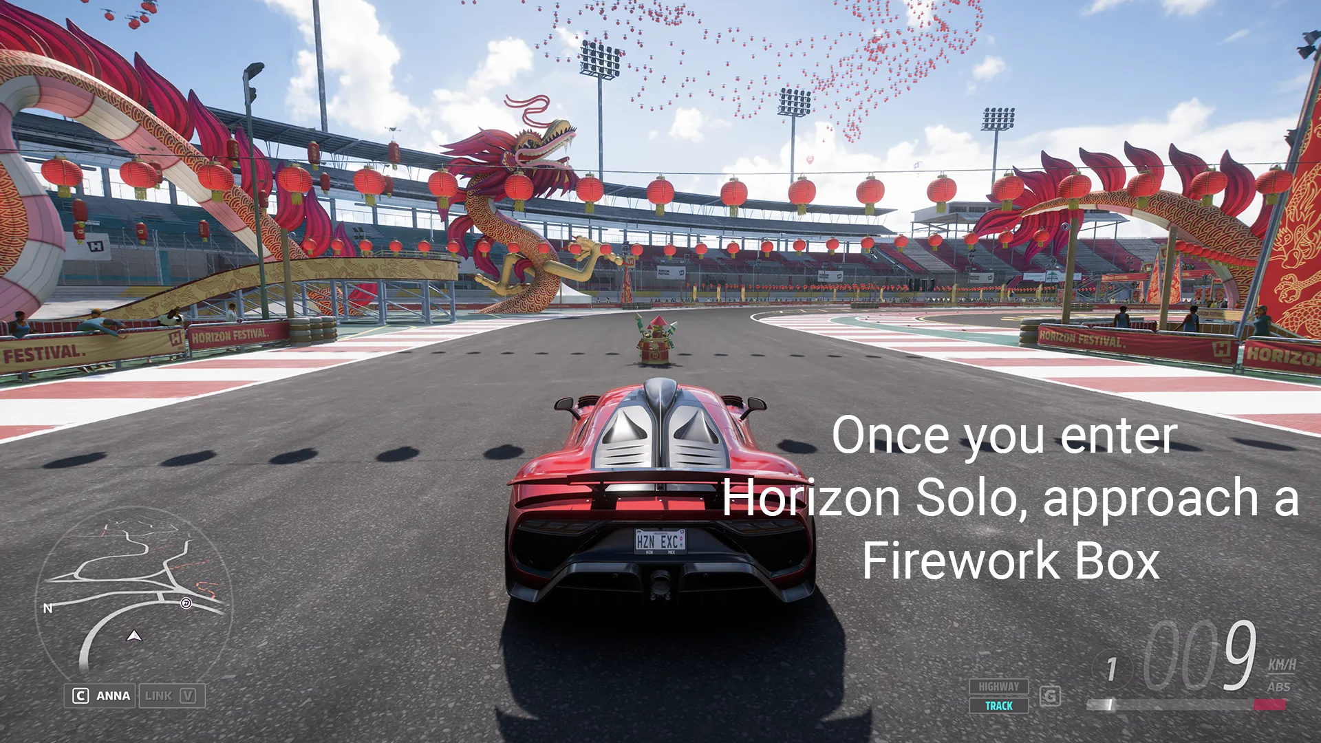 Once you load into Horizon Solo, approach any Firework Box and smash it. Use rewind to spawn the Firework Box again.